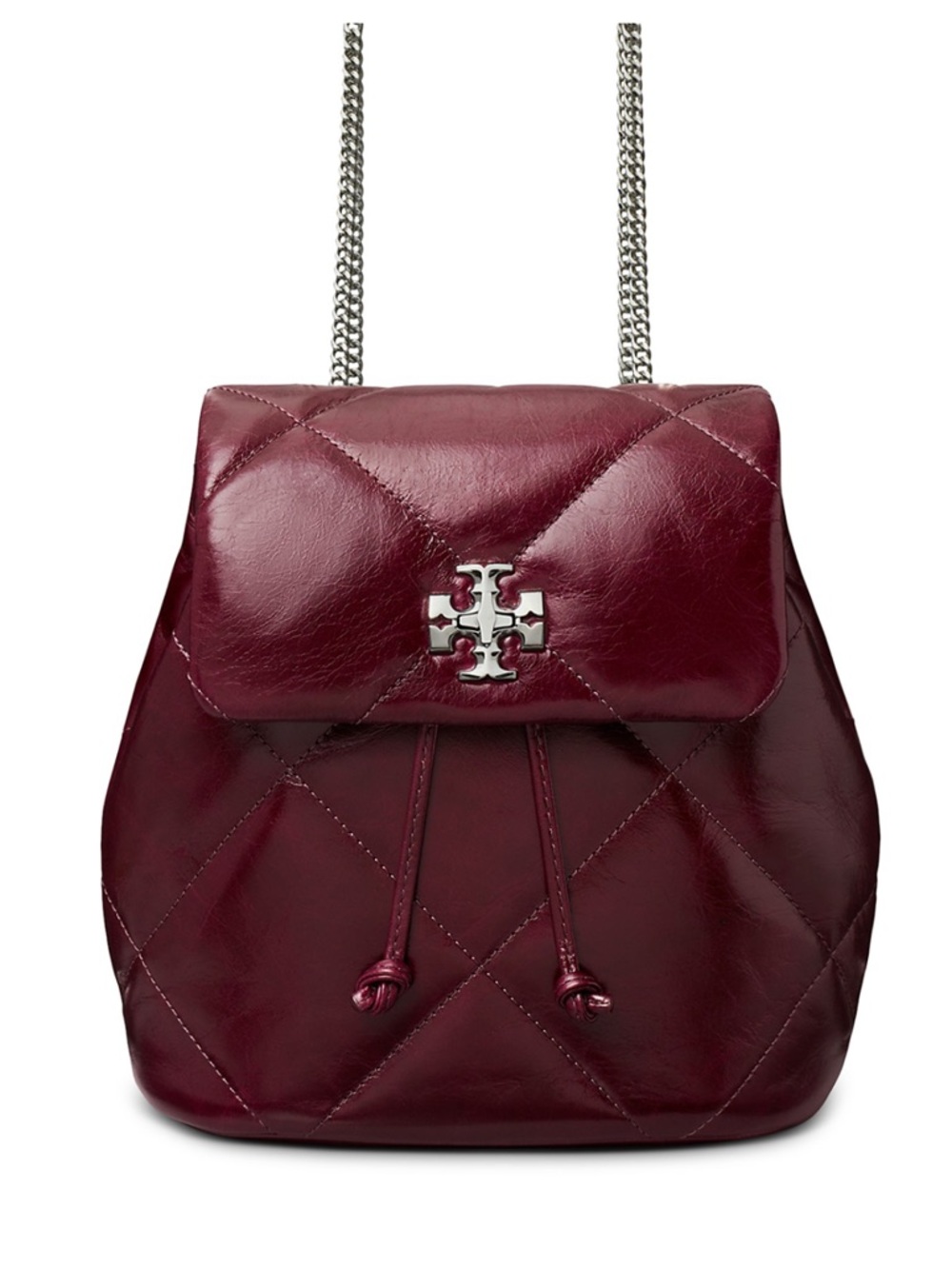 NWT Tory Burch Mini Kira Diamond Quilt Backpack in Dark Carmine